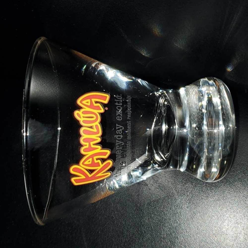 Kahlua TWO Clear glasses Kahlua the everyday exotic Logo Nice!